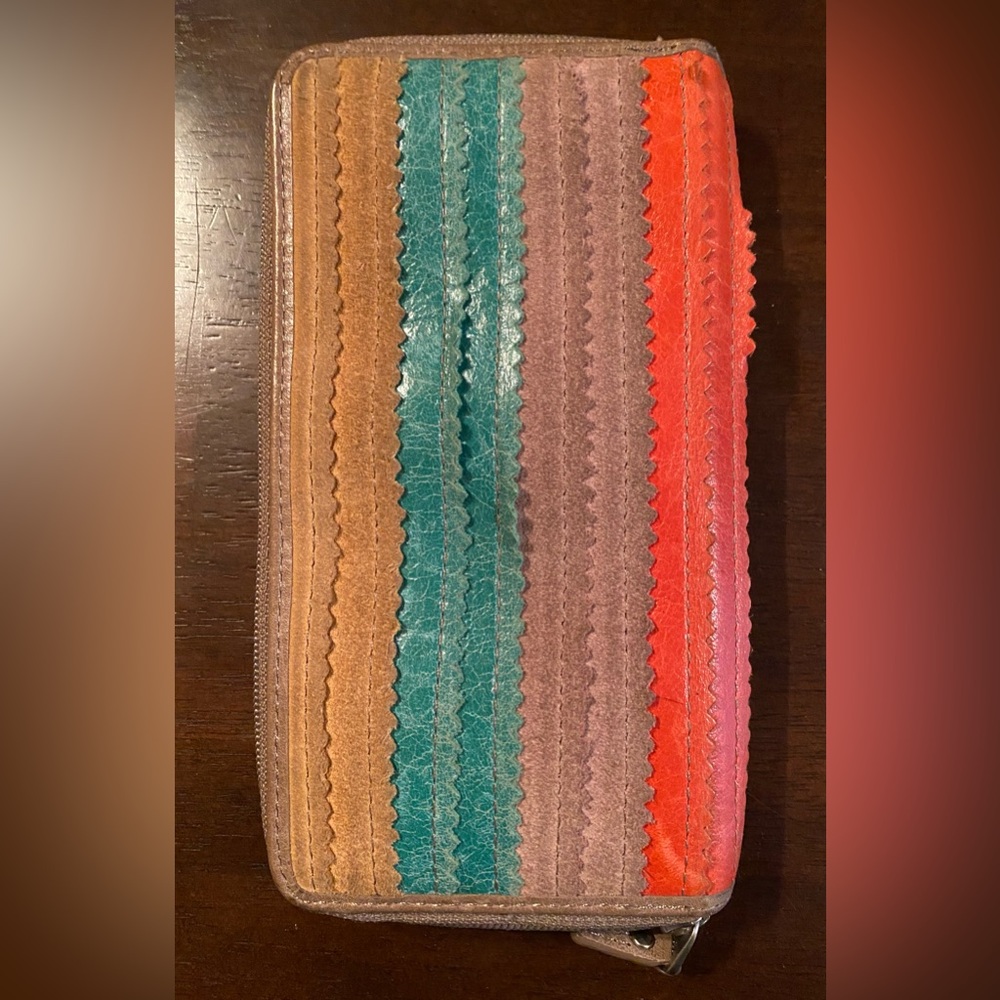 Vintage Fossil Multicolor Leather Wallet
